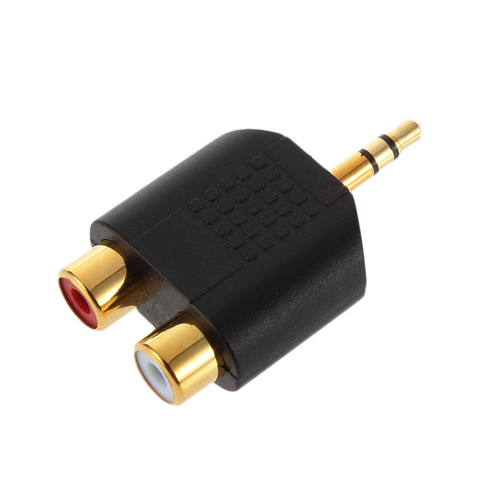 Pacote de 10 1pc port til banhado a ouro 3 5 mm plug est reo para 2rca