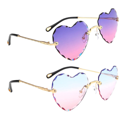 Oculos De Sol Sem Aro 2 Pecas Femininas Em Formato De Coracao Oculos De Sol Uv400 No Shoptime