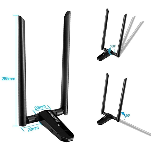 Terow row02cd ac1200m adaptador wifi usb para pc desktop laptop 5 8g 2