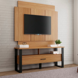 Rack com Painel para TV Estilo Industrial 1,40m até 55 100% mdf F57 Pradel Móveis Menor preço em Rack com Painel para TV Estilo Industrial 1,40m até 55 100% mdf F57 Pradel Móveis