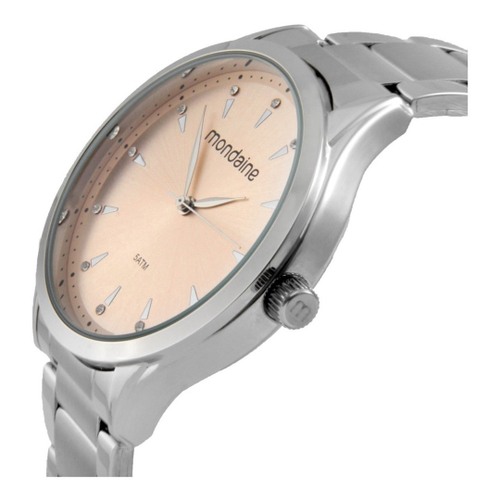 relogio mondaine feminino fundo rosa
