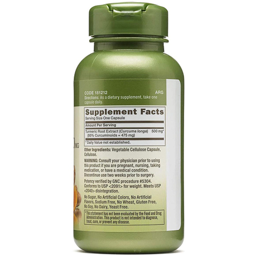 Gnc Herbal Plus Turmeric Curcumin 500mg 100 capsules Importado no