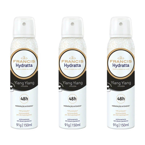 Francis Hydratta Invisible Desodorante Aerosol 150ml (Kit C/03) No Shoptime