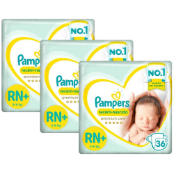 Kit Fralda Pampers Premium Care Recém Nascido Plus com 108 unidades - 3 à 6 Kg é boa?