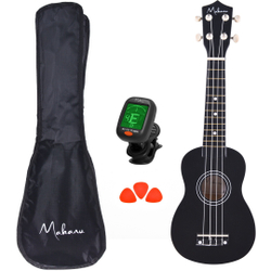 Ukulele Acústico Soprano Preto Capa 3 Paletas Afinador 4 Corda Adicional Menor preço em Ukulele Acústico Soprano Preto Capa 3 Paletas Afinador 4 Corda Adicional