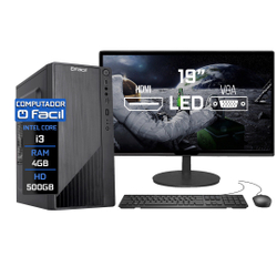 Computador Completo Fácil Intel Core i3 4GB HD 500GB Monitor 19 hdmi LED Teclado e Mouse Menor preço em Computador Completo Fácil Intel Core i3 4GB HD 500GB Monitor 19 hdmi LED Teclado e Mouse