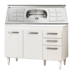 Balcão Gabinete Suécia e Pia Inox 120cm 3 Portas - Lumil Móveis é boa?