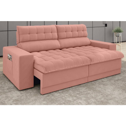 Sofá Omega 2,00m Assento Retrátil e Reclinável Velosuede Rose - netsofas é boa?