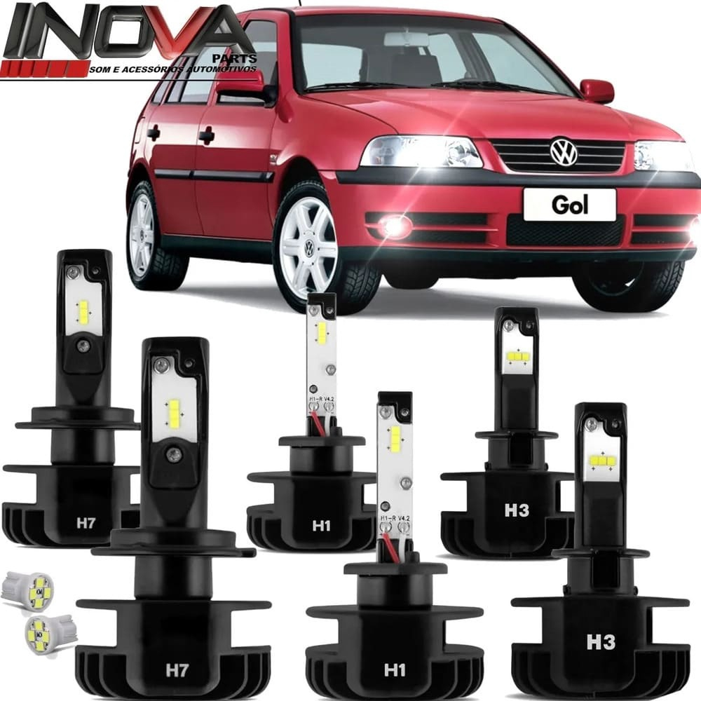 Kit Lampada Super Led Plus Cinoy Vw Gol G Farol Foco Duplo No Shoptime