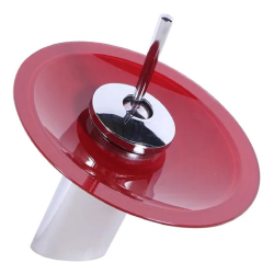 Torneira Cascata Baixa Glass Prizi Vermelha Menor preço em Torneira Cascata Baixa Glass Prizi Vermelha
