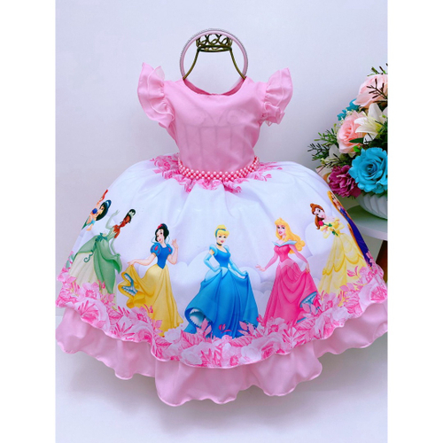 Vestido Infantil Cinderela Princesa Da Disney Azul Renda E Pérolas Para  Festa De Aniversário