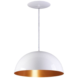 Pendente Meia Lua 50cm Luminária Alumínio Branco Brilhante c/ Cobre - Rei da Iluminação é boa?