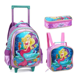 Conjunto 3 Peças Mochila Infantil Com Rodinhas Lancheira E Estojo Sereia Roxo - denlex é ruim? Conjunto 3 Peças Mochila Infantil Com Rodinhas Lancheira E Estojo Sereia Roxo - denlex é boa?