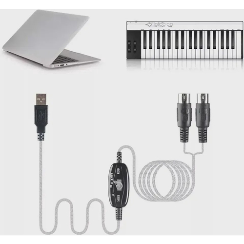 Cabo Audio Midi Usb Adaptador Conversor Interface Suporte no Shoptime