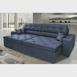 Sofá Austin 2,62m Retrátil, Reclinável com Molas no Assento e Almofadas, Tecido Suede Azul é boa?