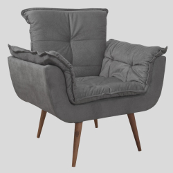 Poltrona Opala Suede Sala Estar Jantar Recepção Decoração - Cinza é boa?