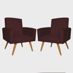 Kit 02 Poltrona Decorativa Nina - Suede Bordô Menor preço em Kit 02 Poltrona Decorativa Nina - Suede Bordô