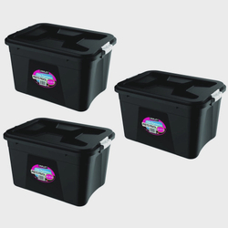 Kit 3 Caixas Organizadoras Preta 56 Litros c/ Travas pp Uninjet é boa?