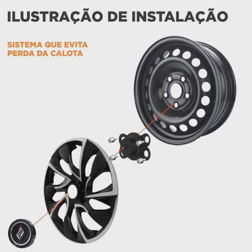 Jogo Calota Aro Ds Silver Elitte Prata Emblema Resinado Chevrolet Gm Corsa Meriva Agile