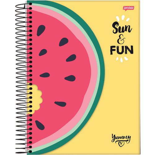 Caderno Espiral Universitario Capa Dura 1x1 96 Folhas Yummy Melancia