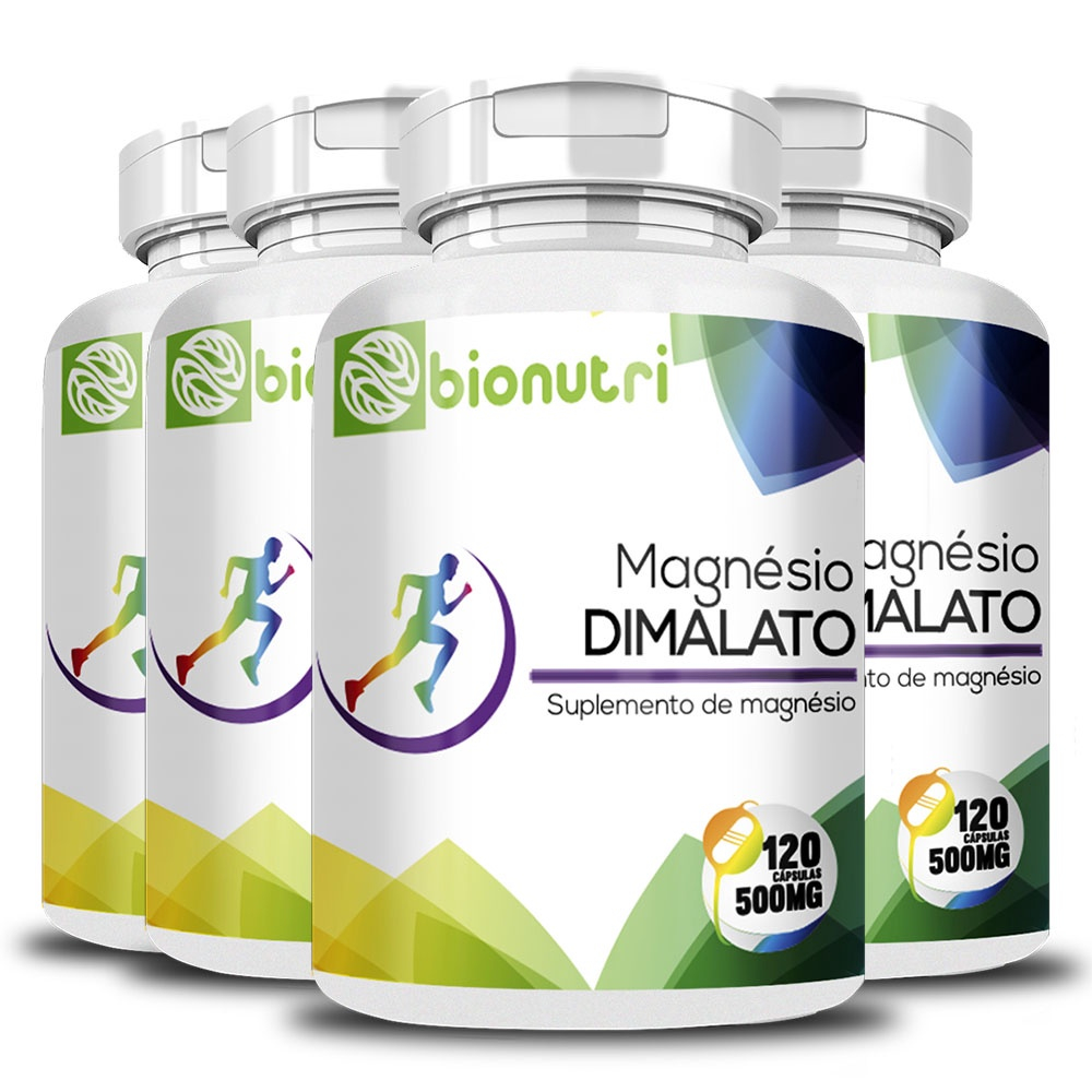 Kit 4x Magnésio Dimalato 120 Cápsulas 500Mg Bionutri No Shoptime