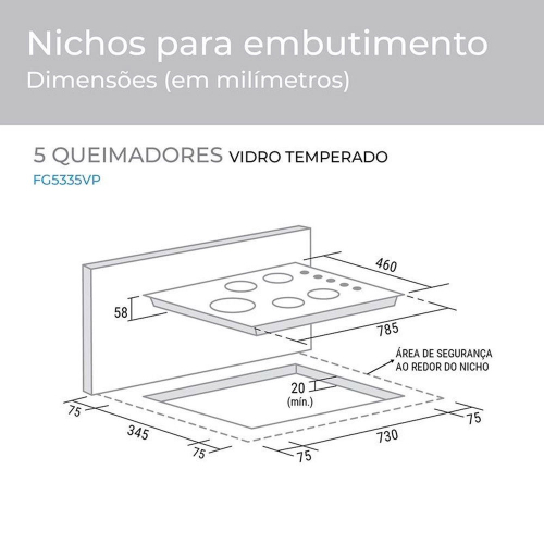 Cooktop 5 Bocas Com Tripla Chama Em Ferro Fundido FG5335VP Suggar No ...