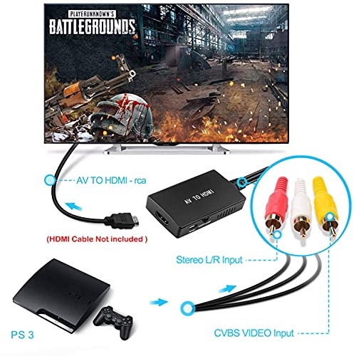 Conversor rca para hdmi, Adaptador Gaxiog av para hdmi, 3RCA cvbs