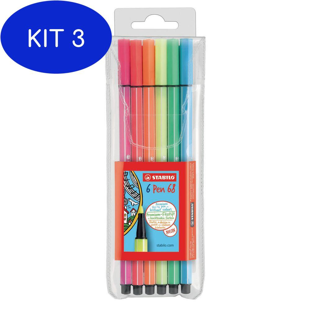 Kit Estojo Caneta Stabilo Pen Neon Com Cores No Shoptime