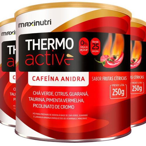 Kit 3 Latas Thermo Active 250G Frutas Cítricas Maxinutri No Shoptime