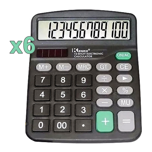 6 Calculadora Kenko De Mesa Kk-837b Display 12 Digitos No Shoptime