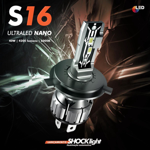 Kit Lâmpada Ultra Led H7 Shocklight S16 Nano 6000K 8400Lm no Shoptime