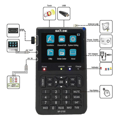 Satlink SP 2100 HD sat Finder dvb S S2 Satfinder MPEG 2 4 Medidor de localizador de satélite