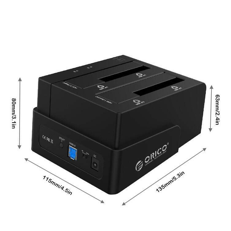 Orico 6628US3-C USB 3.0 Dual Bay para 2,5 3,5 SATA Hard Drive Docking ...
