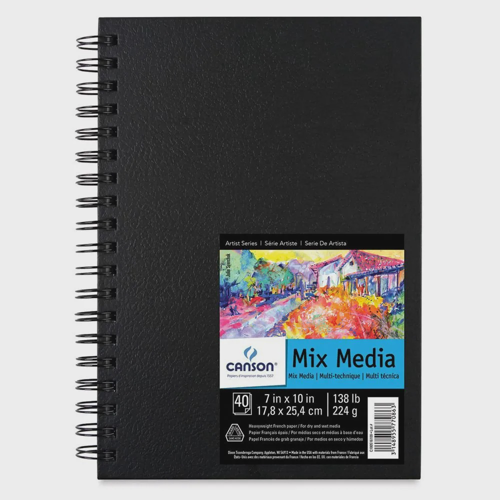 Sketchbook Mix Media 17,8x25,4 Espiral 224g 40 fls Canson 60516109 no