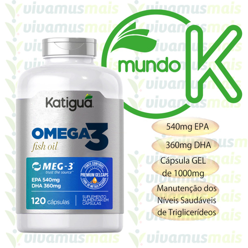 Ômega 3 MEG-3 epa dha 3000mg Fish Oil 120 Cápsulas Katigua no Shoptime