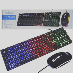 Kit Teclado Mouse Gamer Computador Pc Usb Abnt2 Iluminado Led Rgb Exbom Bk-g550 Preto Menor preço em Kit Teclado Mouse Gamer Computador Pc Usb Abnt2 Iluminado Led Rgb Exbom Bk-g550 Preto