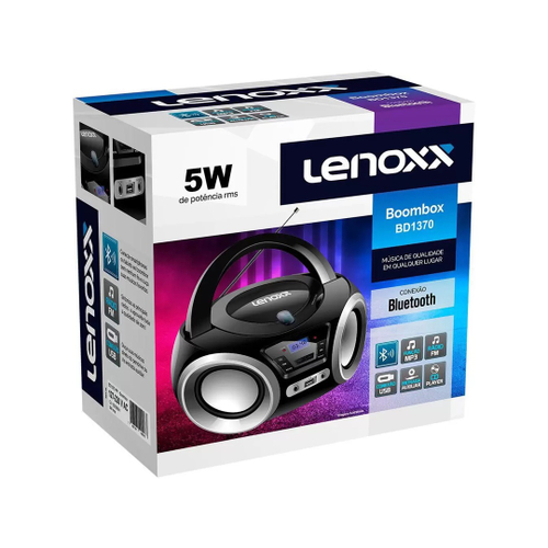 Rádio Portátil Lenoxx Boombox BD1370 5W cd Display Digital Bivolt no