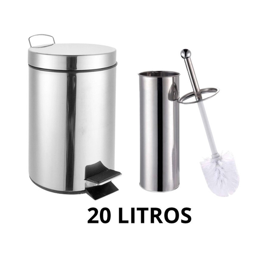 Kit Lixeira Inox Litros E Escova Sanit Ria Healer Banheiro Cozinha Com Pedal No Shoptime