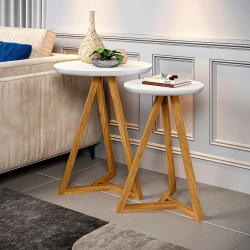 Conjunto 2 Mesas Laterais Sala Classic Branco/Amendoa é boa?
