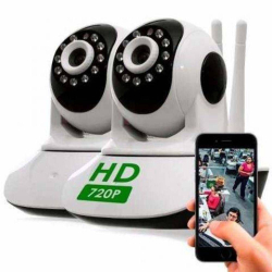 Menor preço em Kit 2 Câmeras De Segurança Wi Fi Câmera Ip Sem Fio Robô 360 HD 720p