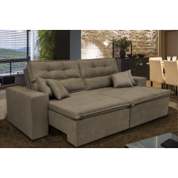 Sofá Cairo 2,02m Retrátil, Reclinável Tecido Suede Castor Cama inBox é boa?