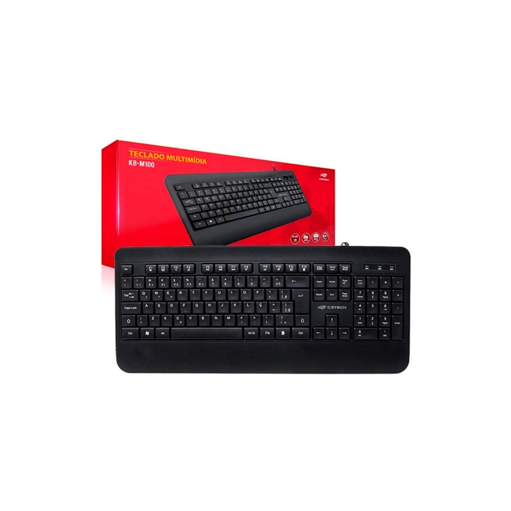 Teclado C3tech Multimídia Com Fio Abnt2 Usb Preto Kb M100bk No Shoptime 1825