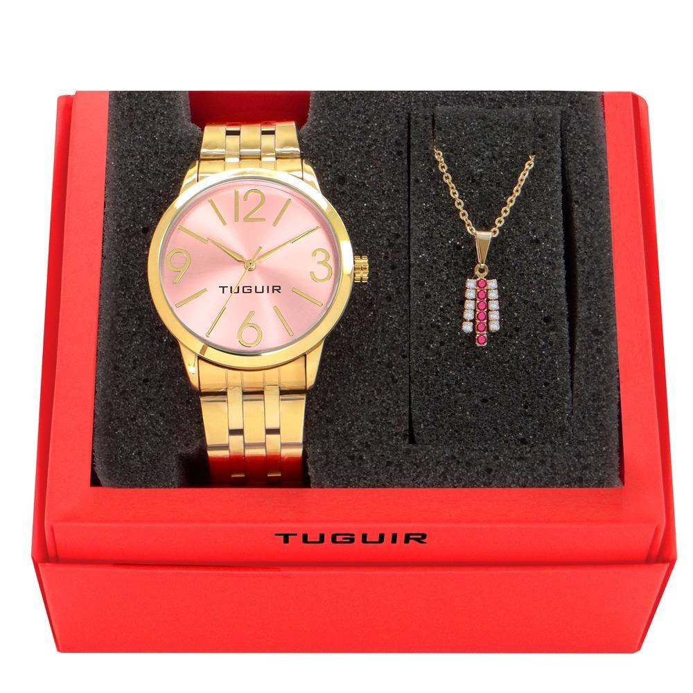 Kit Relógio Feminino Tuguir Analógico Tg148 Dourado Com No Shoptime 5210