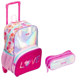 Kit Mochila Mochilete Escolar Love Infantil Juvenil Rodinhas Tam G Sestini Com Estojo Menor preço em Kit Mochila Mochilete Escolar Love Infantil Juvenil Rodinhas Tam G Sestini Com Estojo