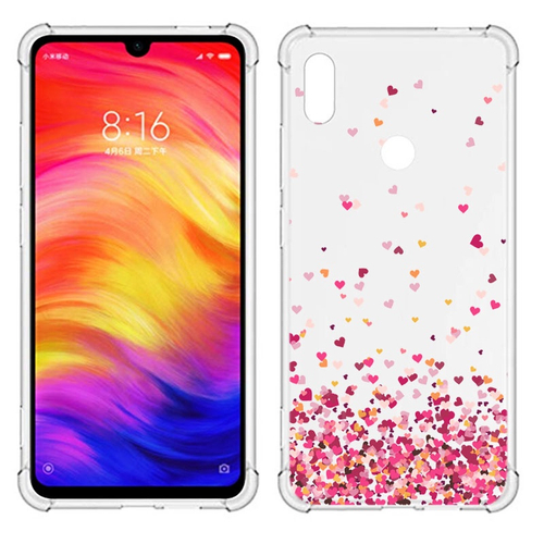 Capa Corações Anti Shock Xiaomi Redmi Note 7 Película De Vidro No