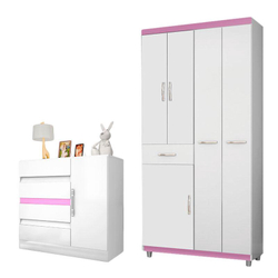 Guarda Roupa Infantil 1005 e Cômoda 8000 Branco Rosa Flex- Araplac é boa?