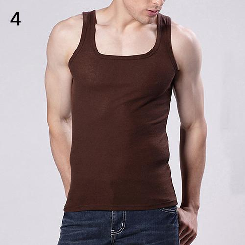 Casual Muscle Mangas Praça Neck Gym Exercício Dos Homens Slim Vest Top ...